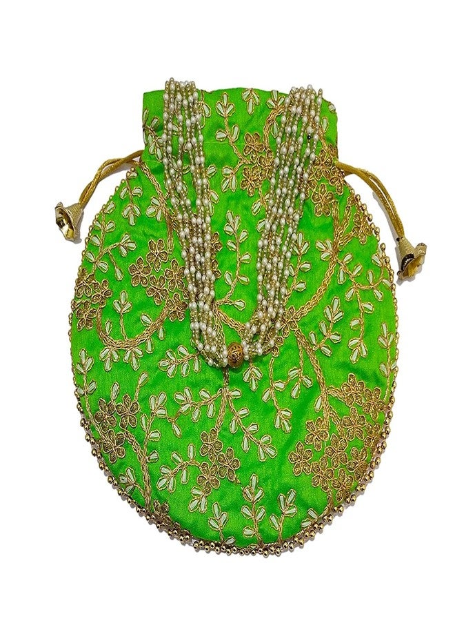 athizay Potli bag (Pack of 3 Potli) Rani,Pink And Light Green Matka Designer Potli handbags for Women and Girls - Image 2